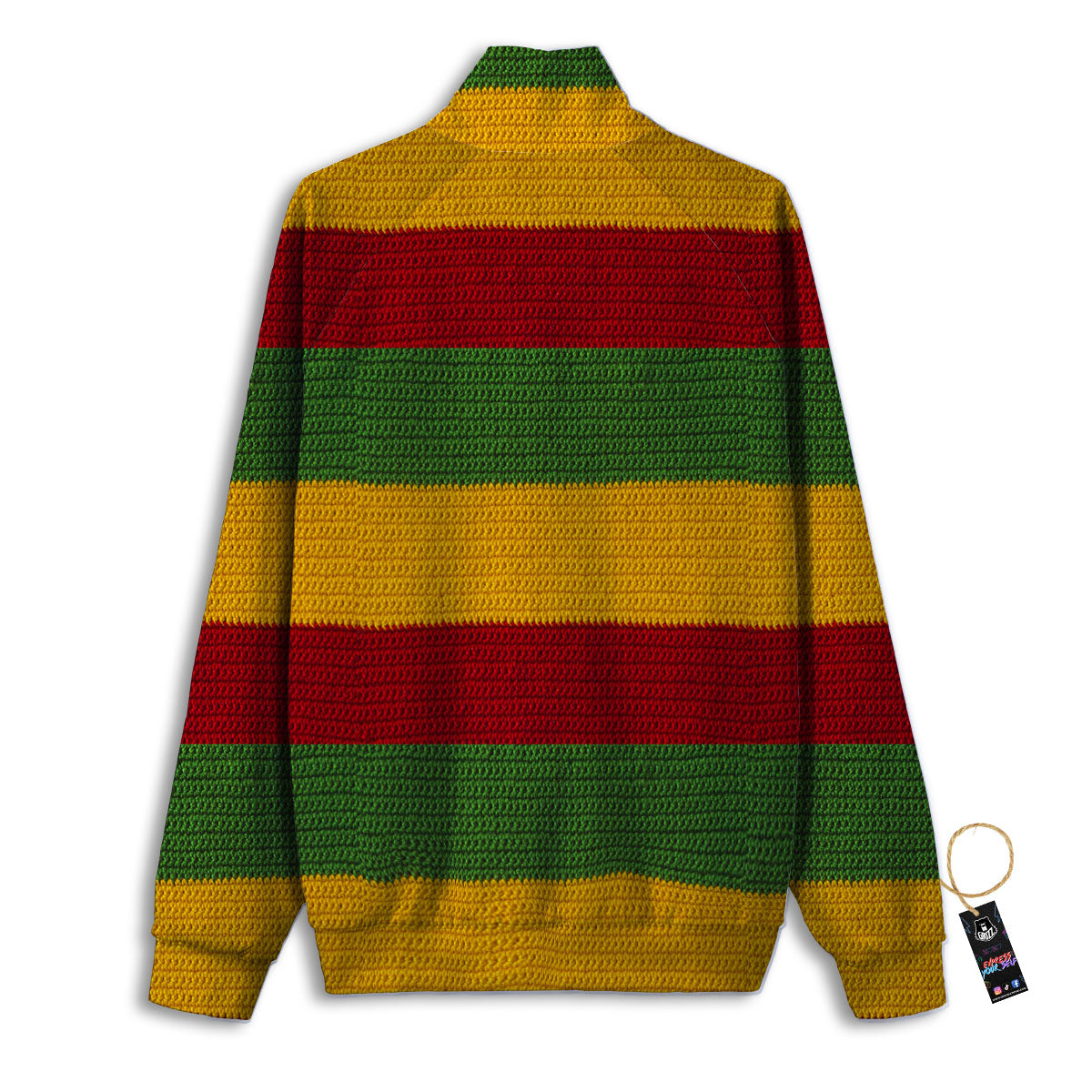 Reggae Knitted Print Pattern Track Jacket-grizzshop