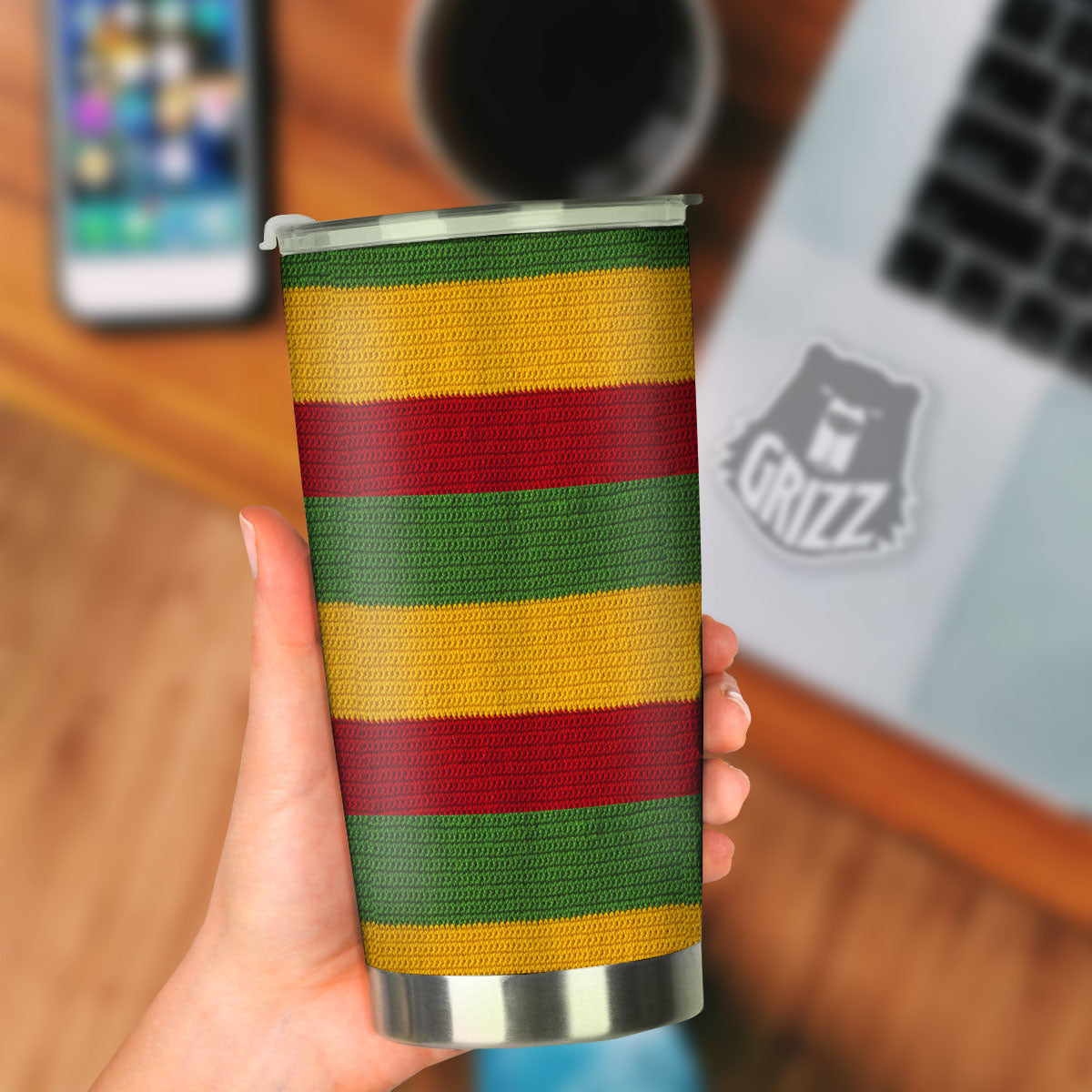Reggae Knitted Print Pattern Tumbler-grizzshop