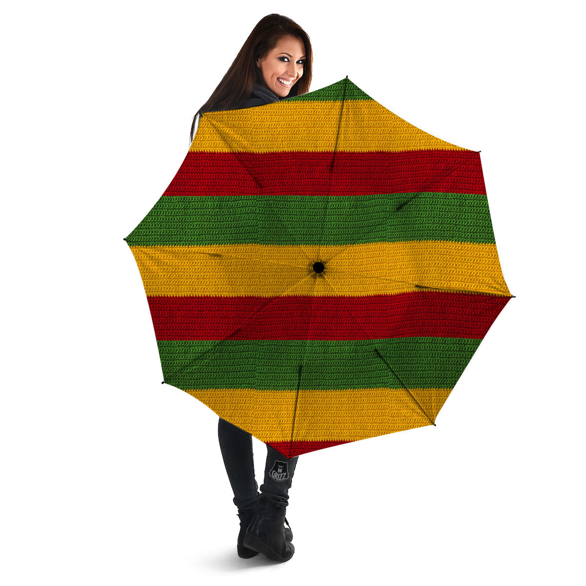 Reggae Knitted Print Pattern Umbrella-grizzshop