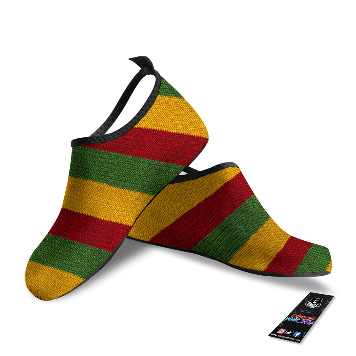 Reggae Knitted Print Pattern Water Shoes-grizzshop