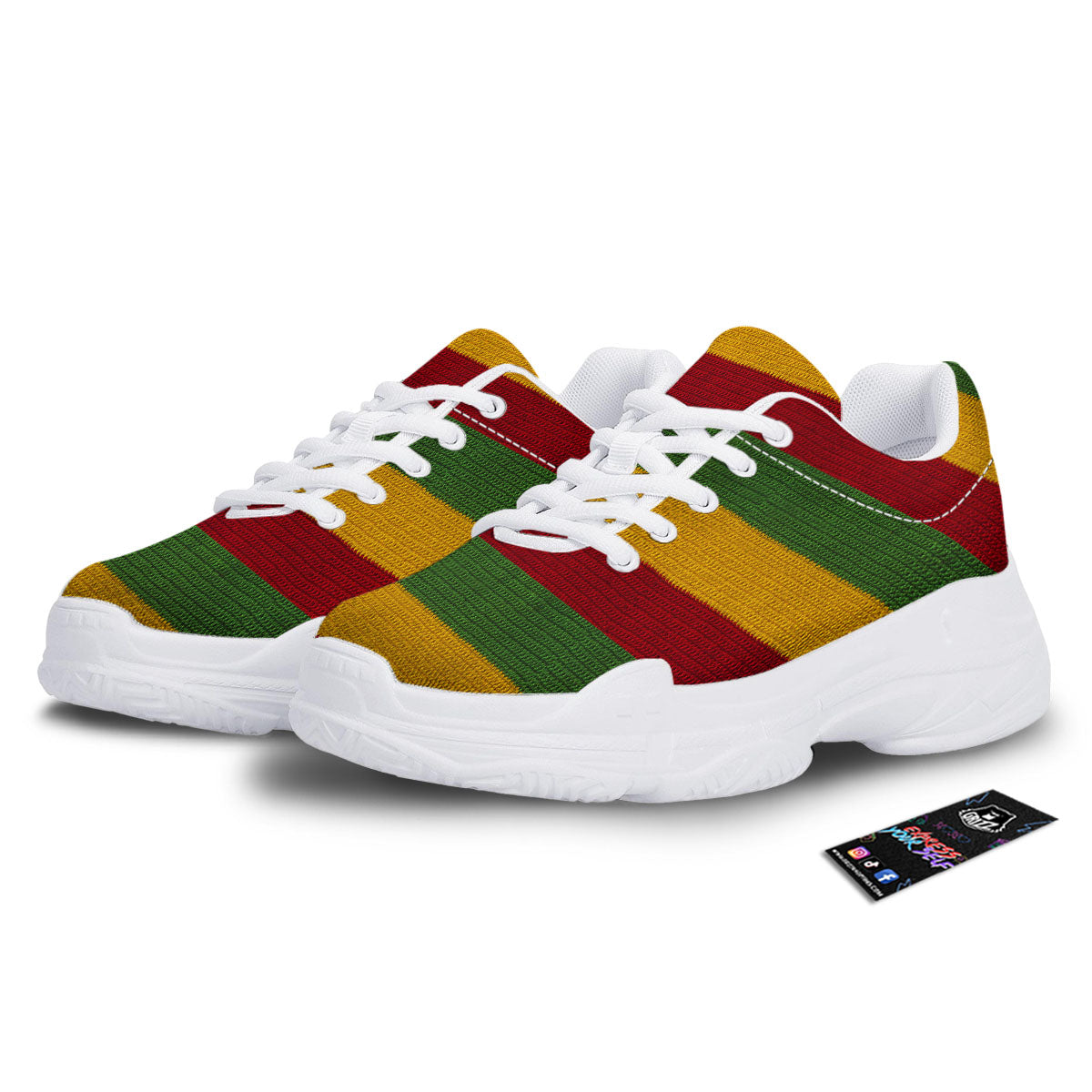 Reggae Knitted Print Pattern White Chunky Shoes-grizzshop