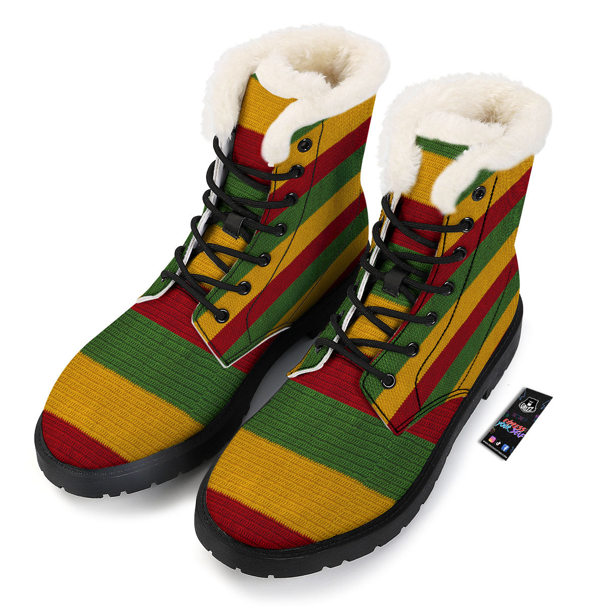 Reggae Knitted Print Pattern Winter Boots-grizzshop