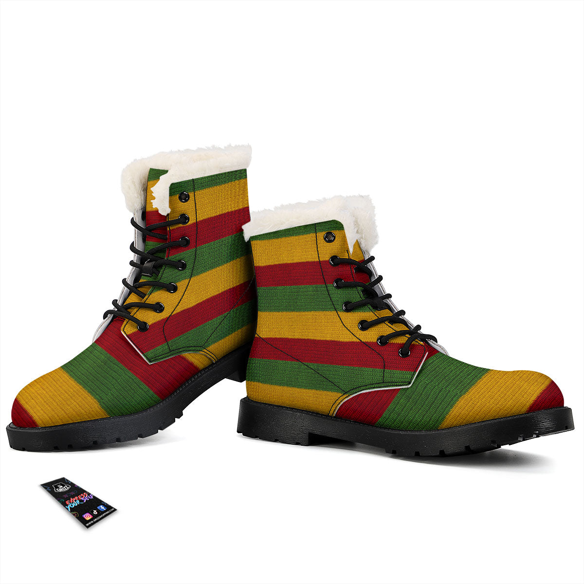 Reggae Knitted Print Pattern Winter Boots-grizzshop