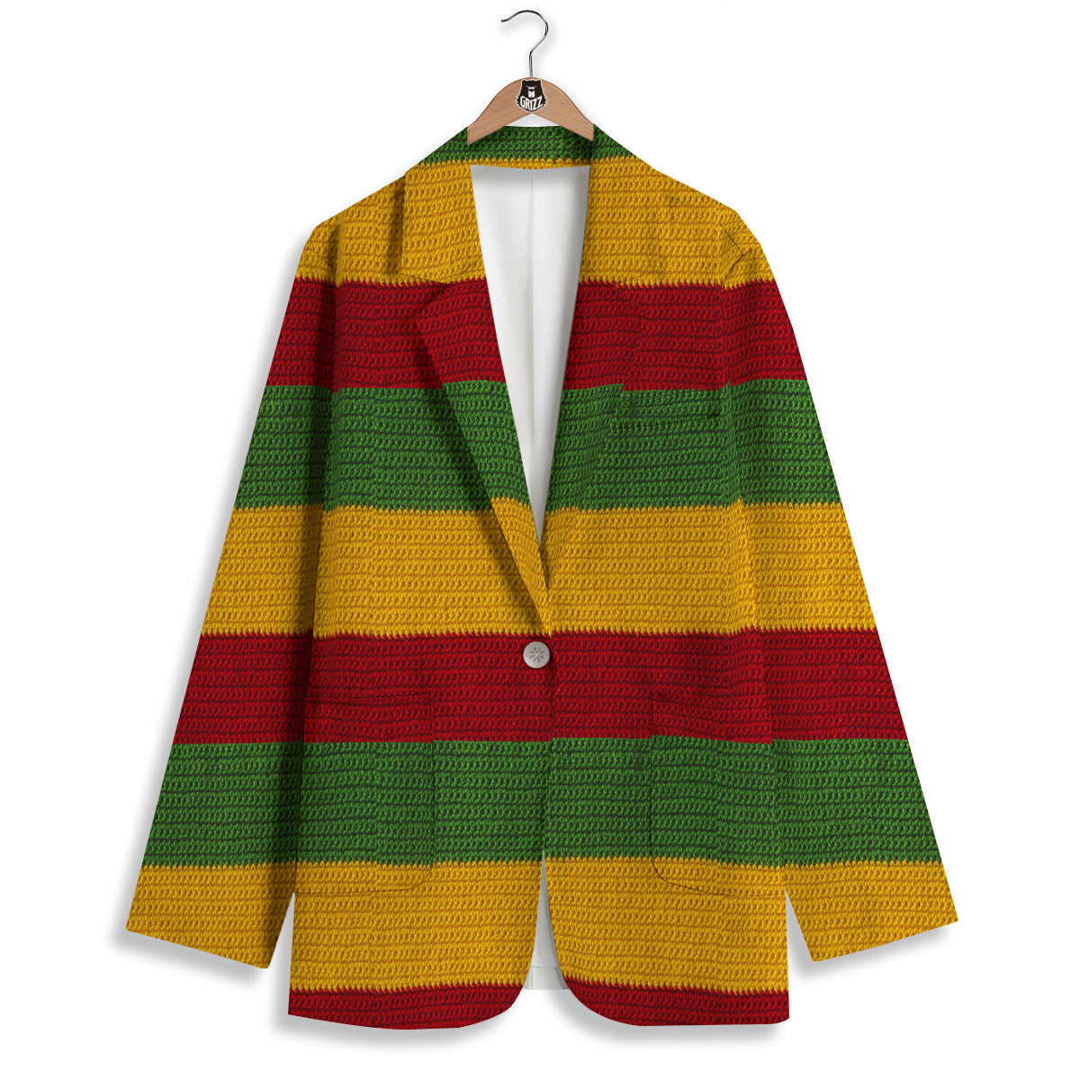 Reggae Knitted Print Pattern Women's Blazer-grizzshop