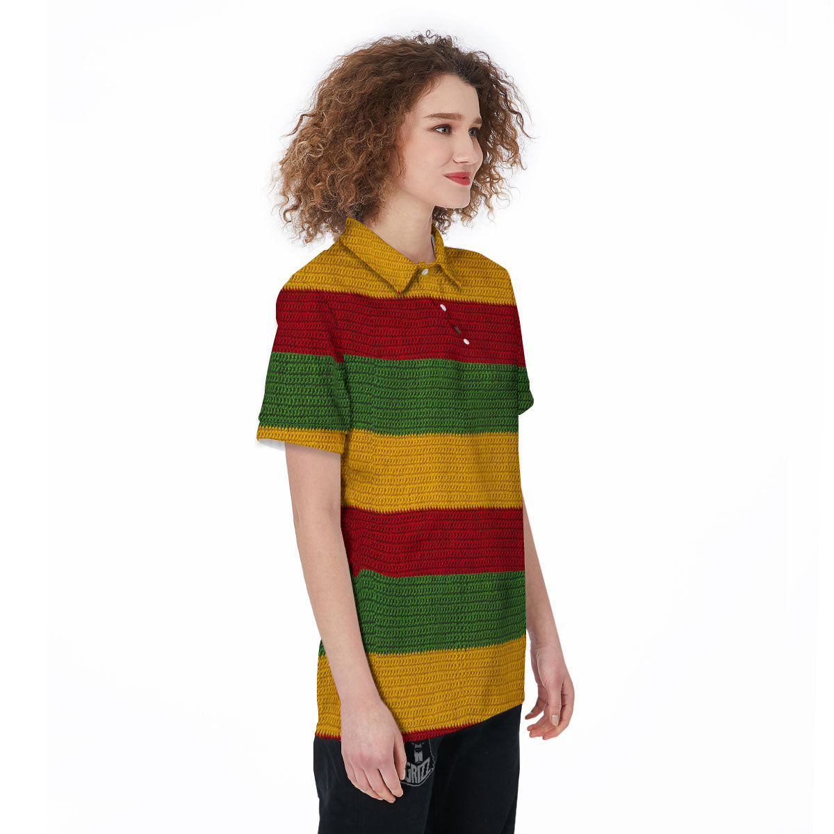 Reggae Knitted Print Pattern Women's Golf Shirts-grizzshop