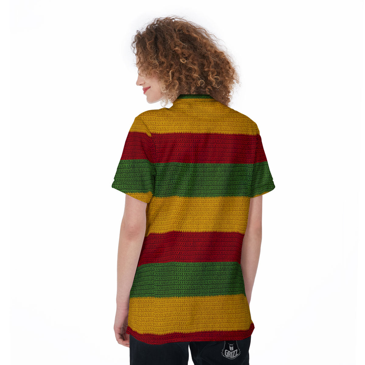 Reggae Knitted Print Pattern Women's Golf Shirts-grizzshop
