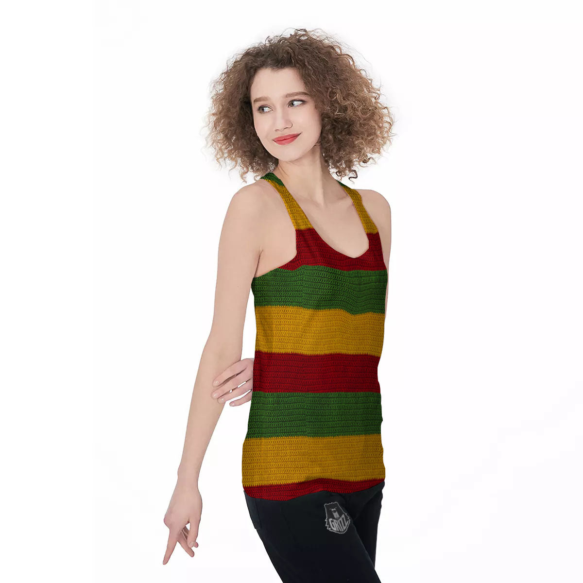 Reggae Knitted Print Pattern Women's Racerback Tank Top-grizzshop