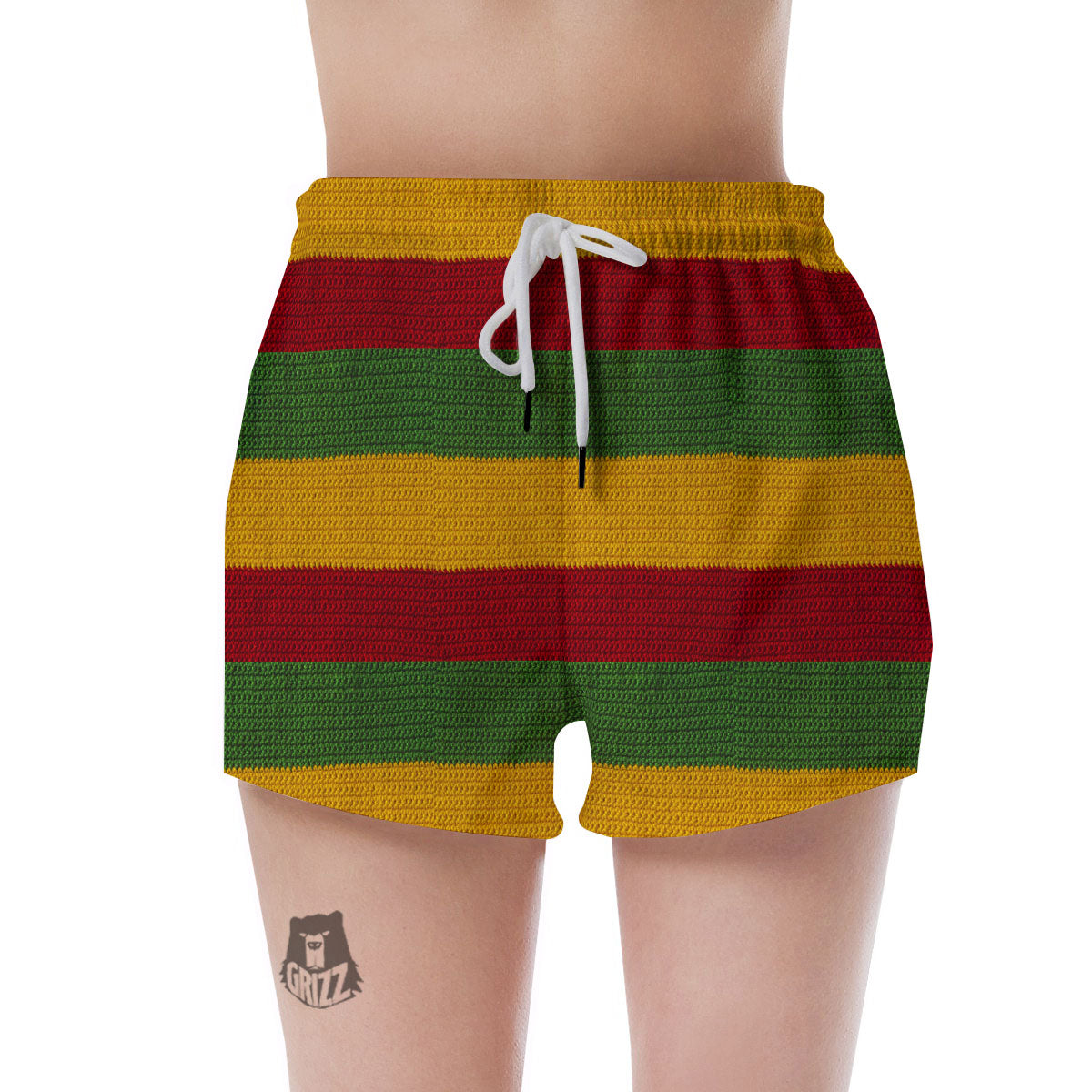 Reggae Knitted Print Pattern Women's Shorts-grizzshop