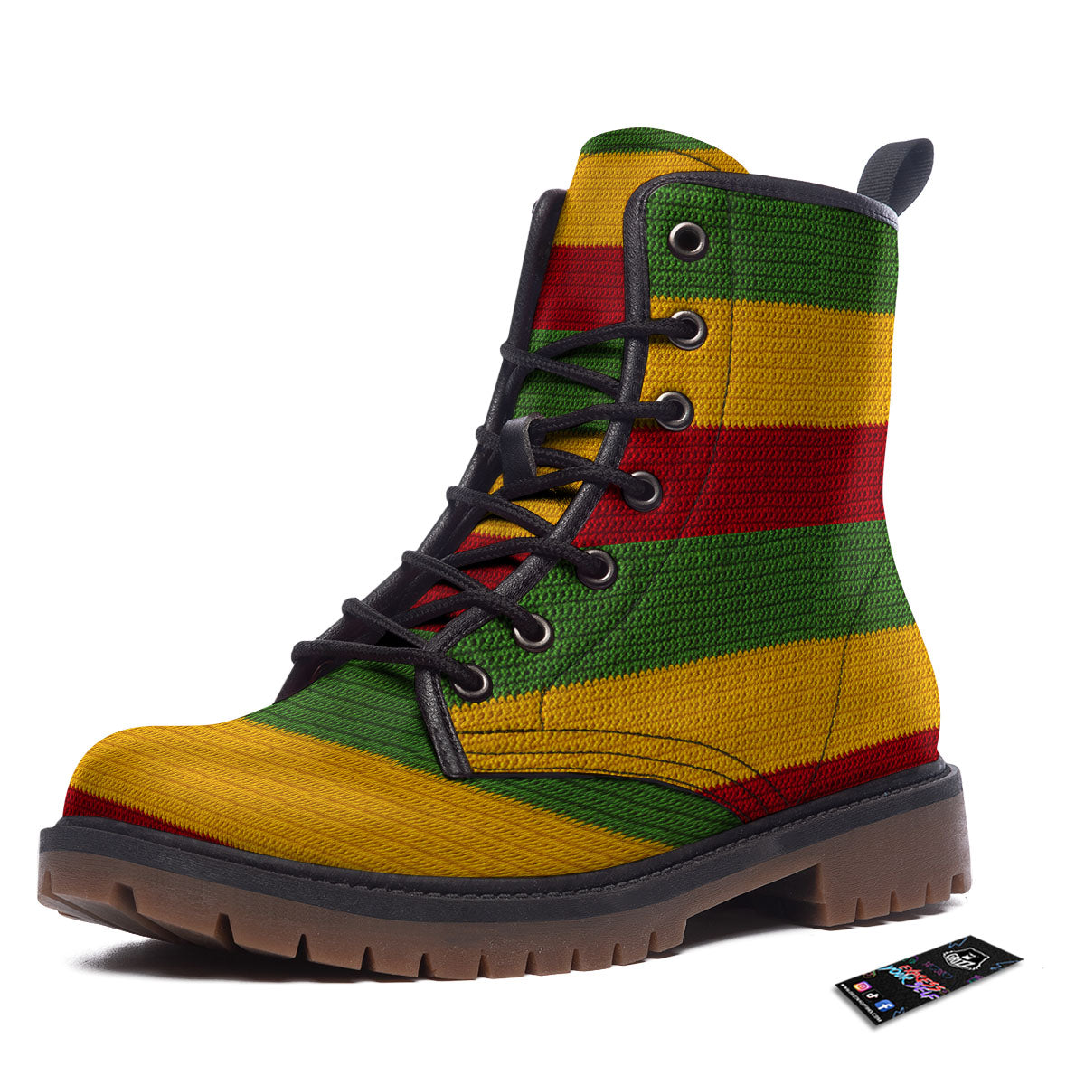 Reggae Knitted Print Pattern Work Boots-grizzshop
