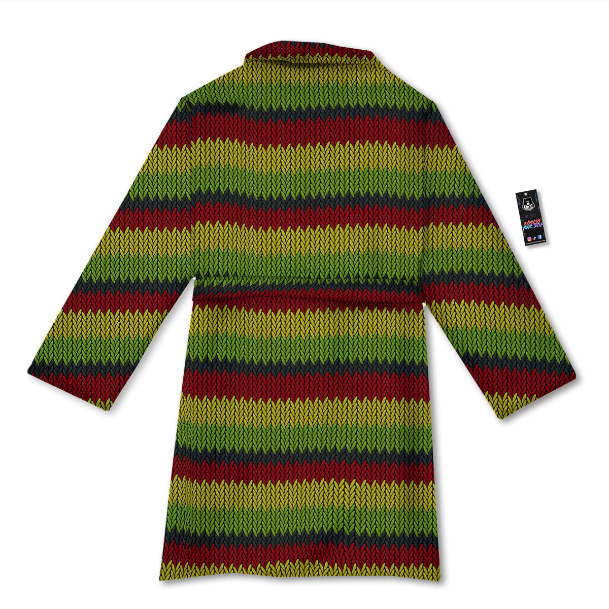 Reggae Knitted Style Print Pattern Bathrobe-grizzshop