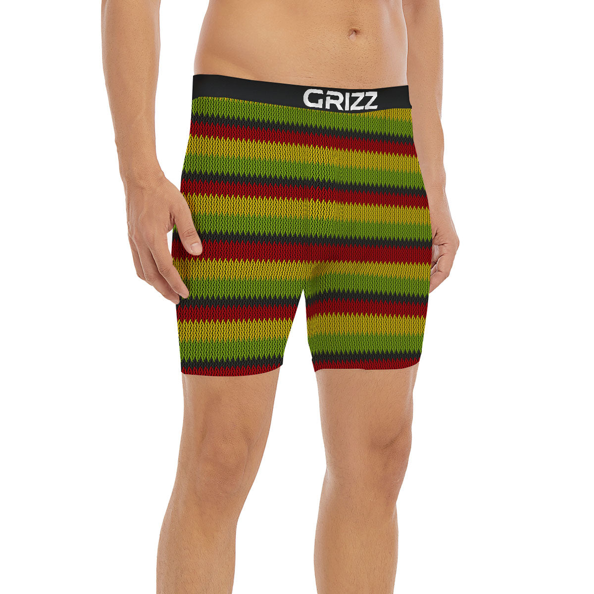 Reggae Knitted Style Print Pattern Boxer Briefs-grizzshop