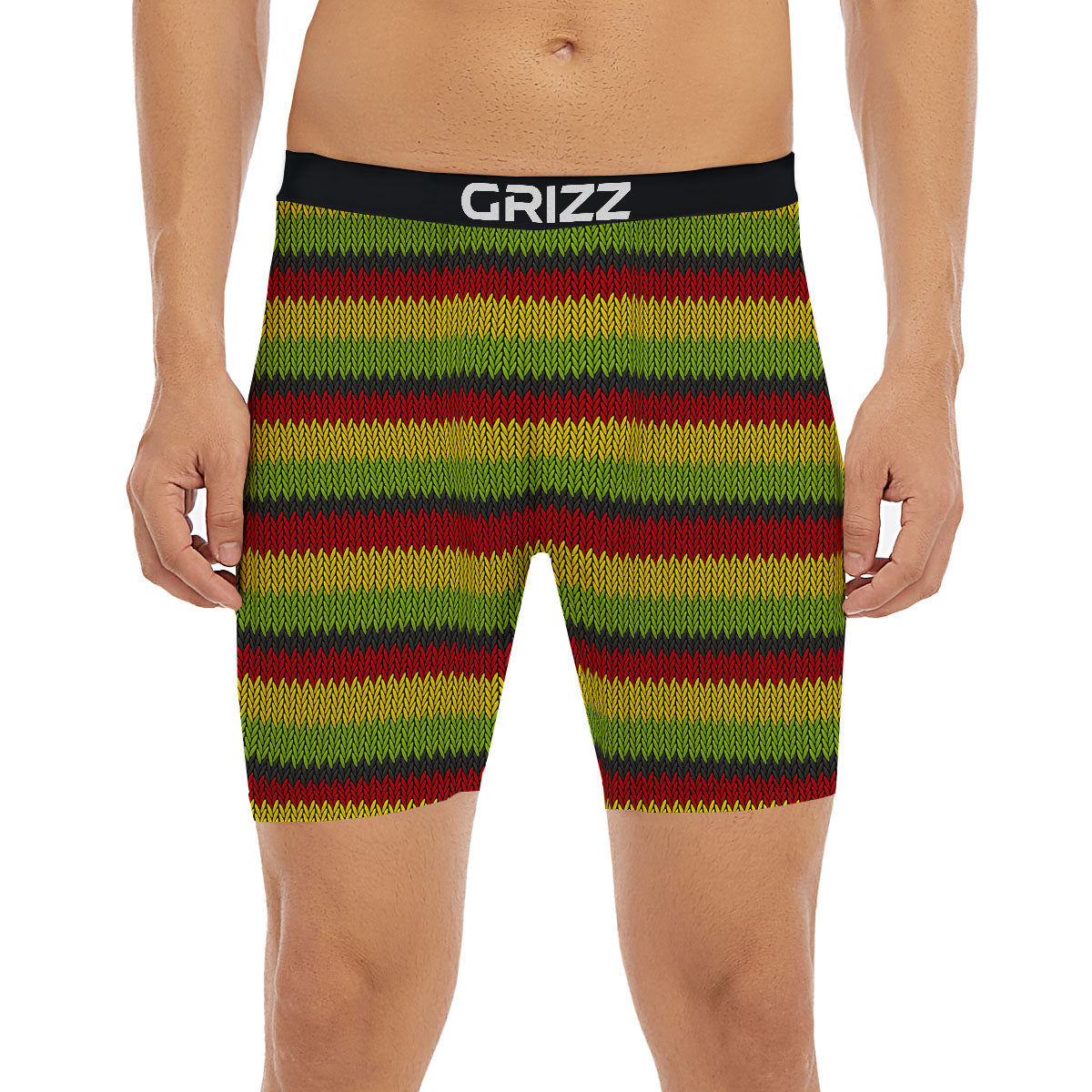 Reggae Knitted Style Print Pattern Boxer Briefs-grizzshop