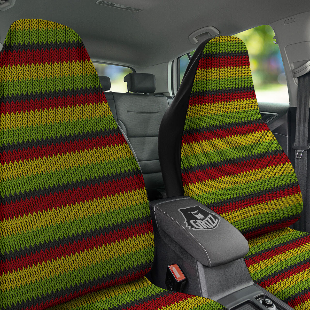 Reggae Knitted Style Print Pattern Car Seat Covers-grizzshop