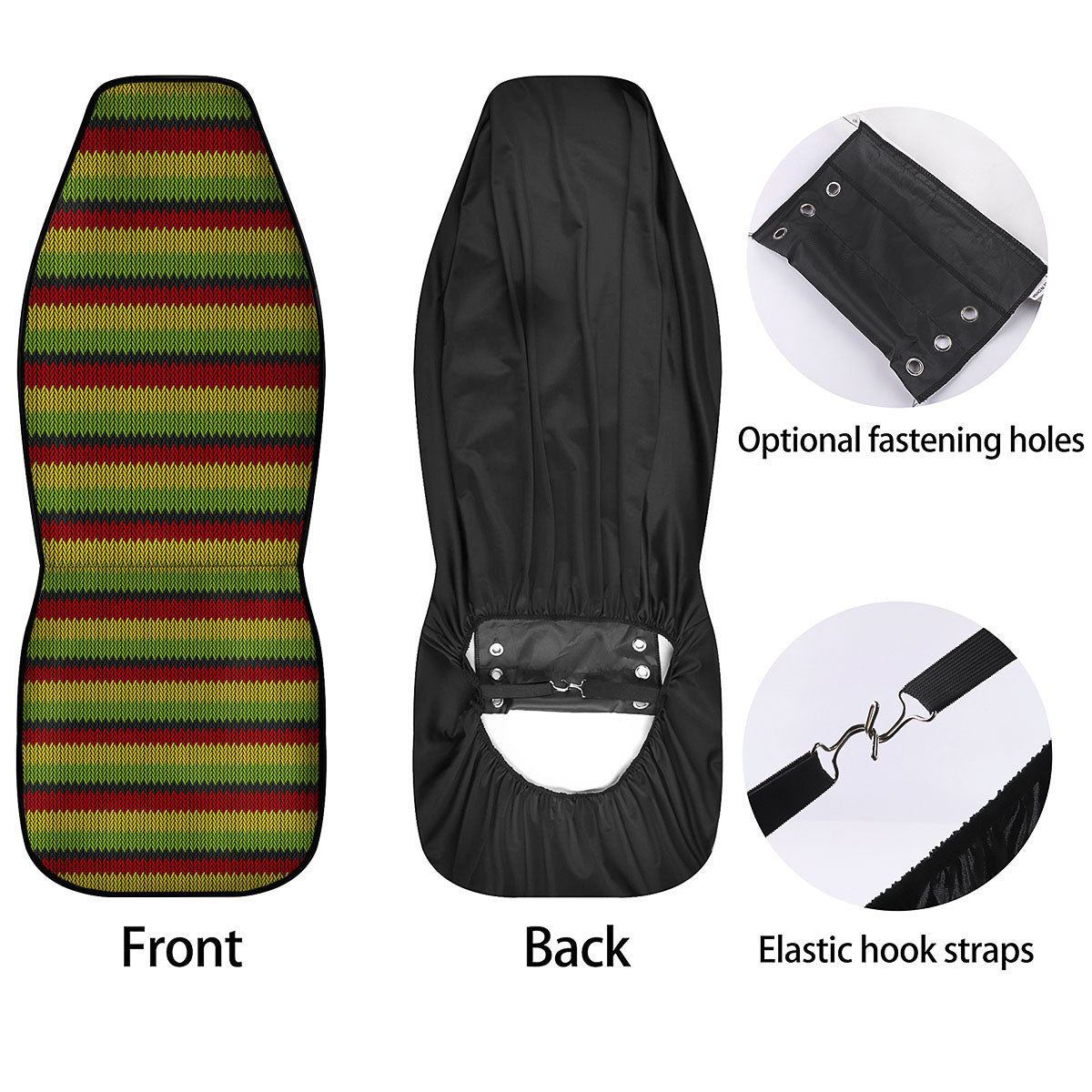Reggae Knitted Style Print Pattern Car Seat Covers-grizzshop