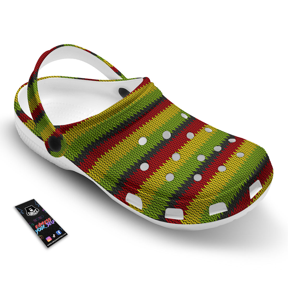Reggae Knitted Style Print Pattern Clog-grizzshop