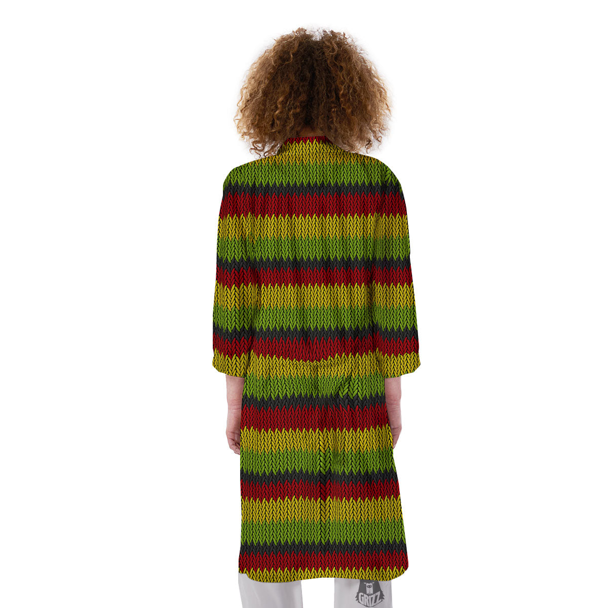 Reggae Knitted Style Print Pattern Kimono-grizzshop