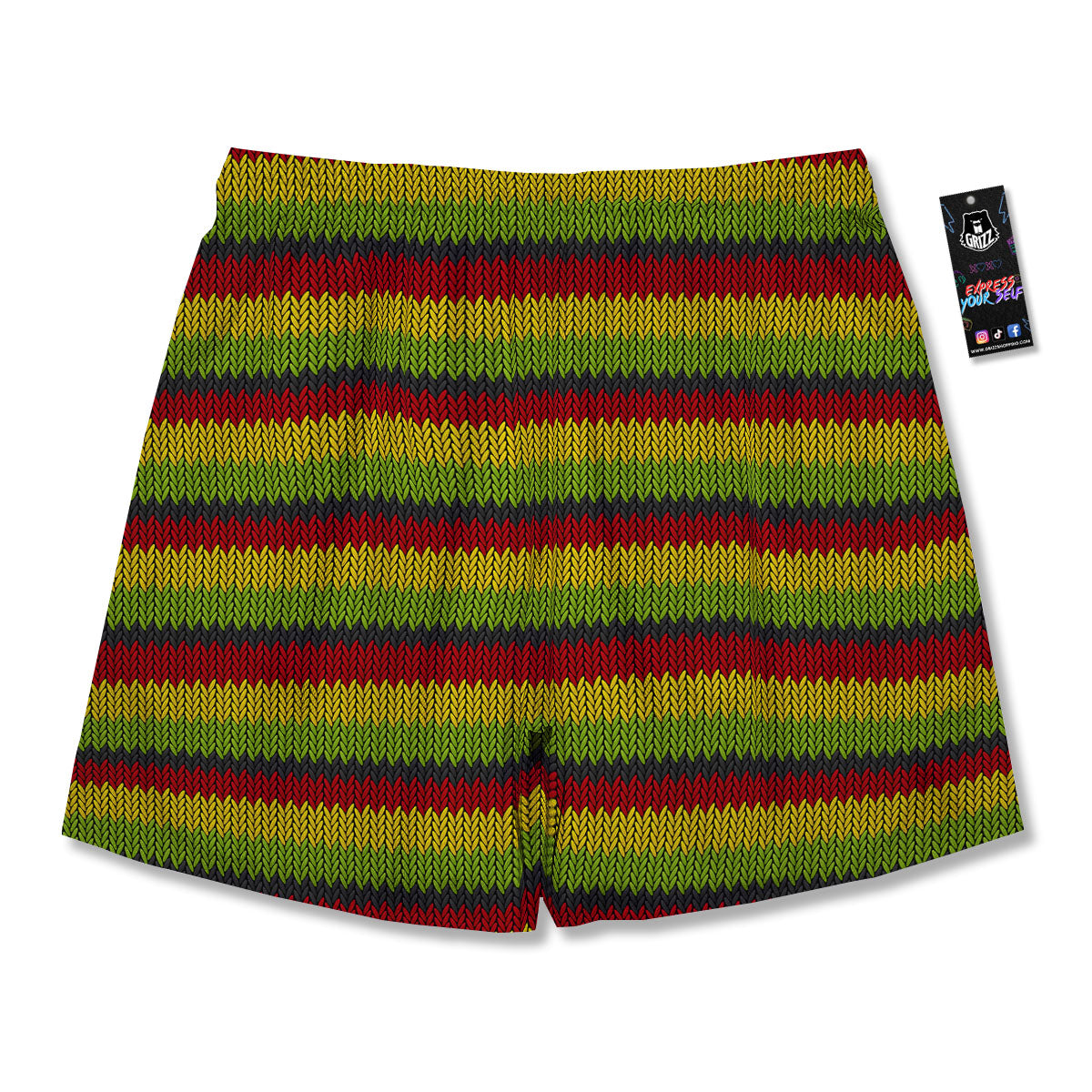 Reggae Knitted Style Print Pattern Men's Running Shorts-grizzshop