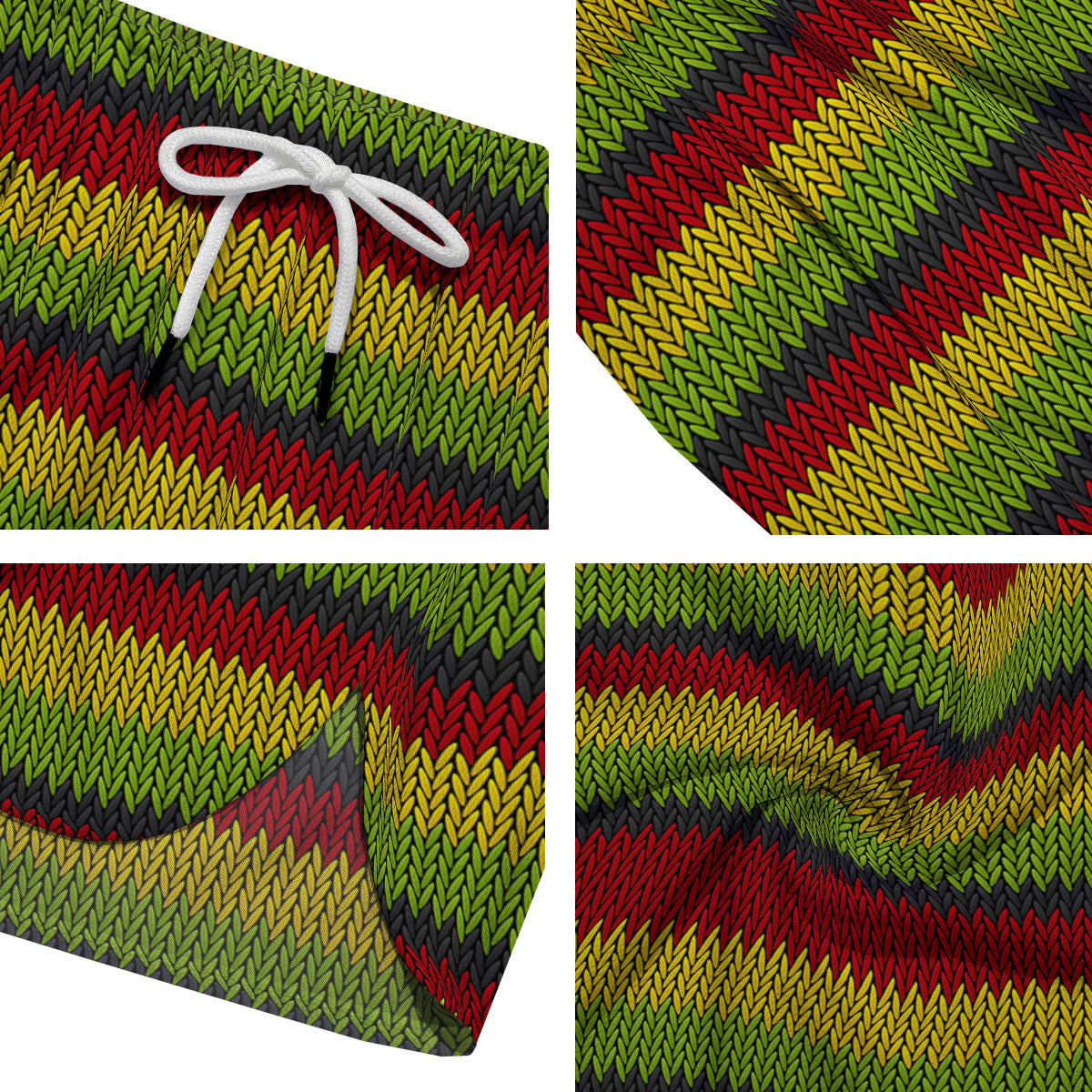 Reggae Knitted Style Print Pattern Men's Running Shorts-grizzshop