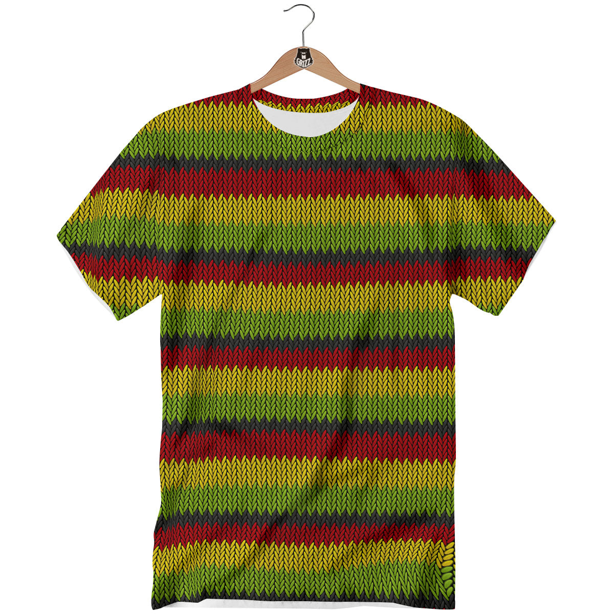 Reggae Knitted Style Print Pattern T-Shirt-grizzshop