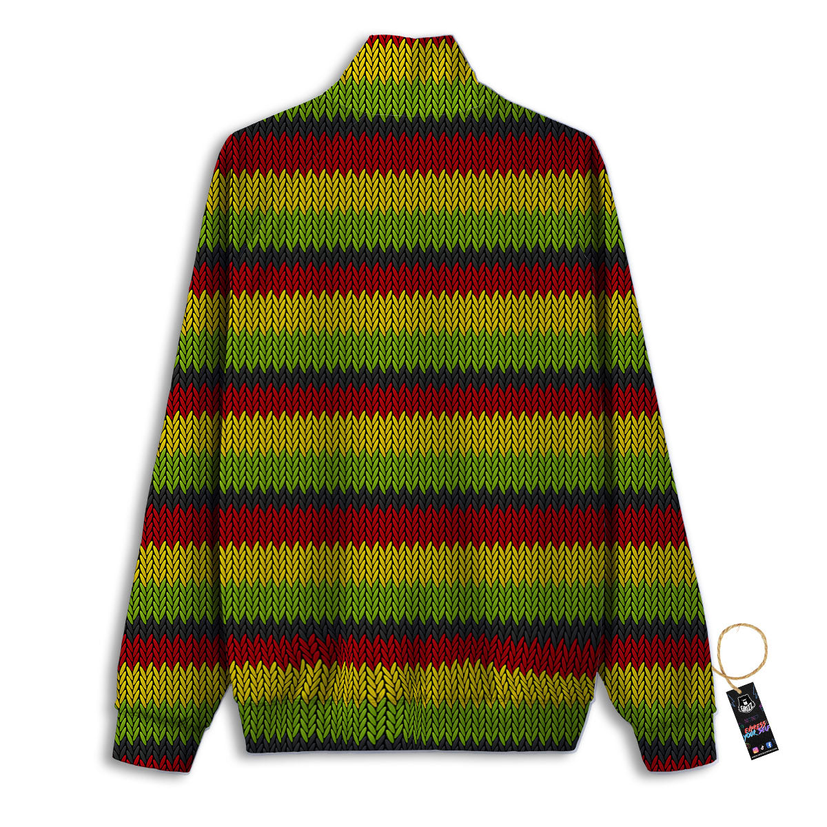 Reggae Knitted Style Print Pattern Track Jacket-grizzshop