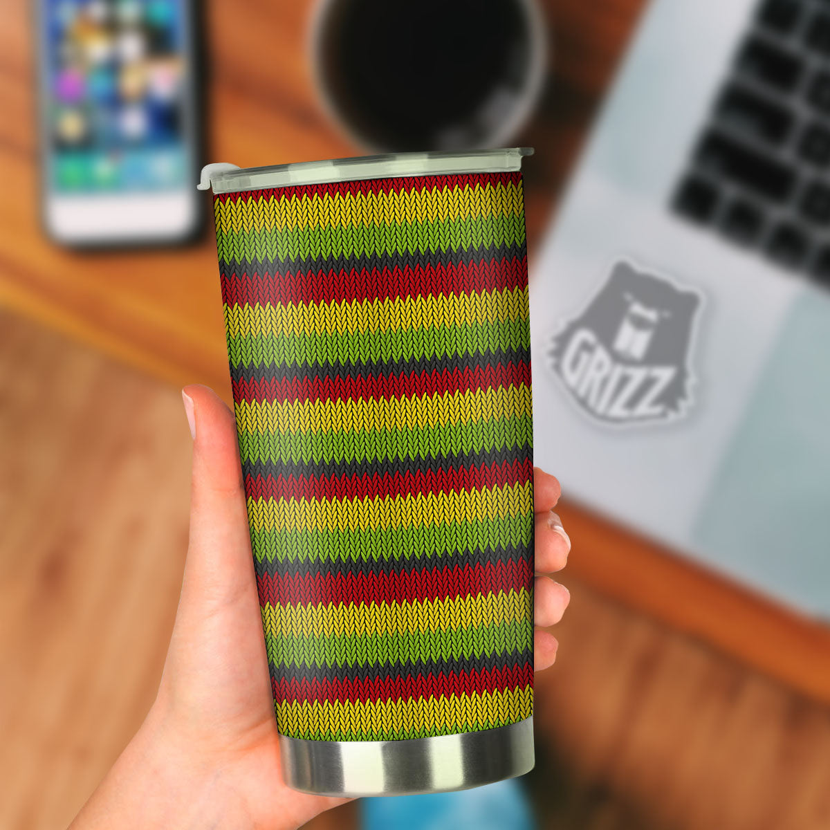 Reggae Knitted Style Print Pattern Tumbler-grizzshop