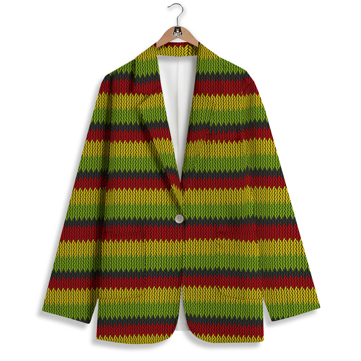 Reggae Knitted Style Print Pattern Women's Blazer-grizzshop