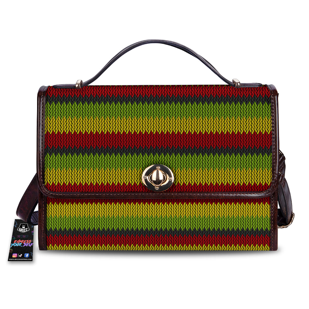 Reggae Knitted Style Print Pattern Women's Satchel Bag