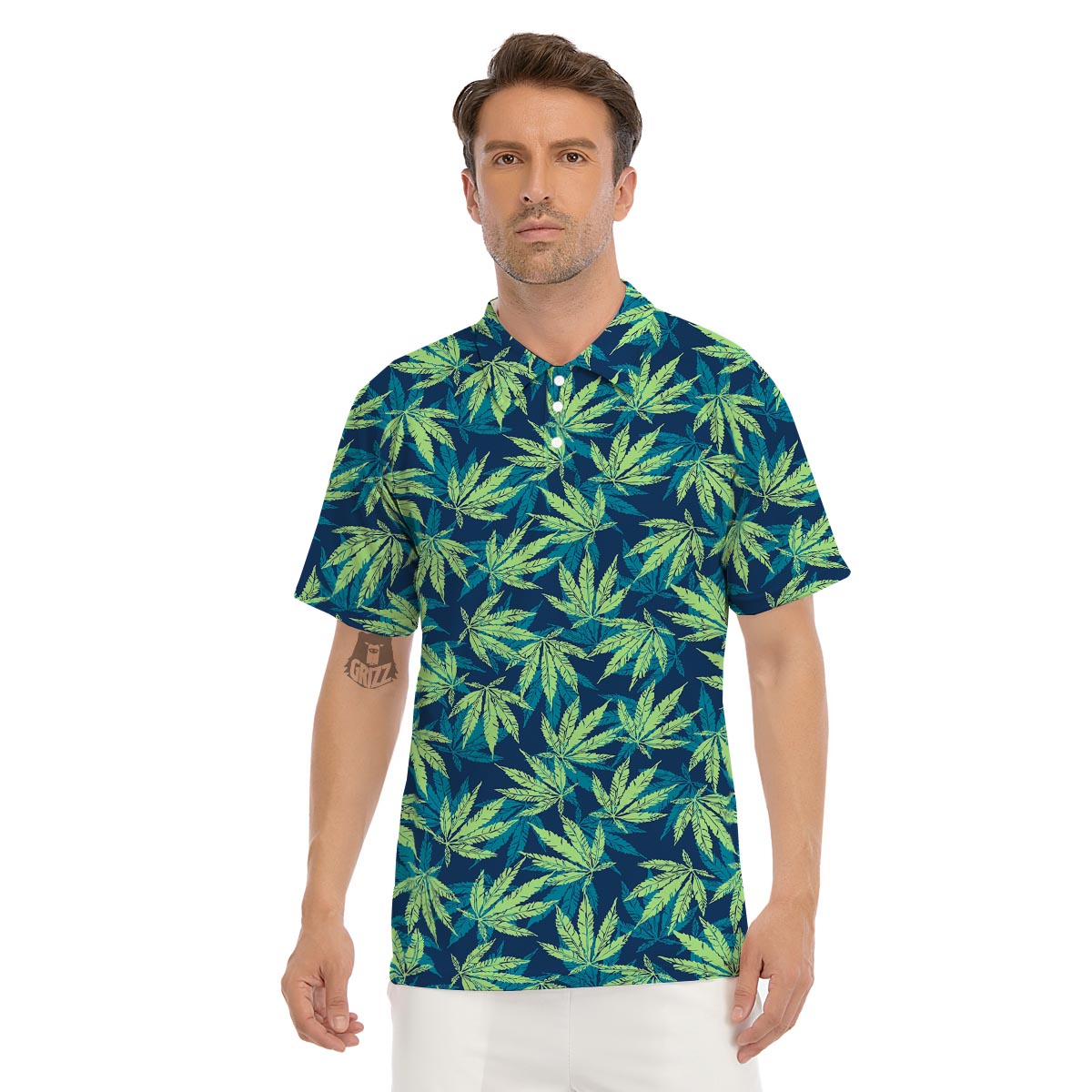 Reggae Leaf Tropical Men's Golf Shirts-grizzshop