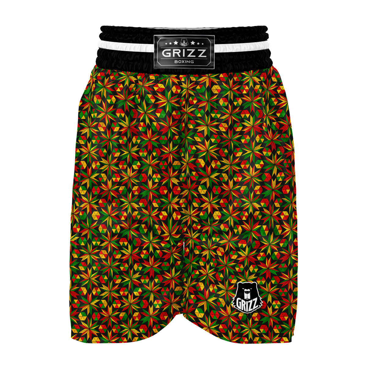 Reggae Rasta Pattern Print Boxing Shorts-grizzshop