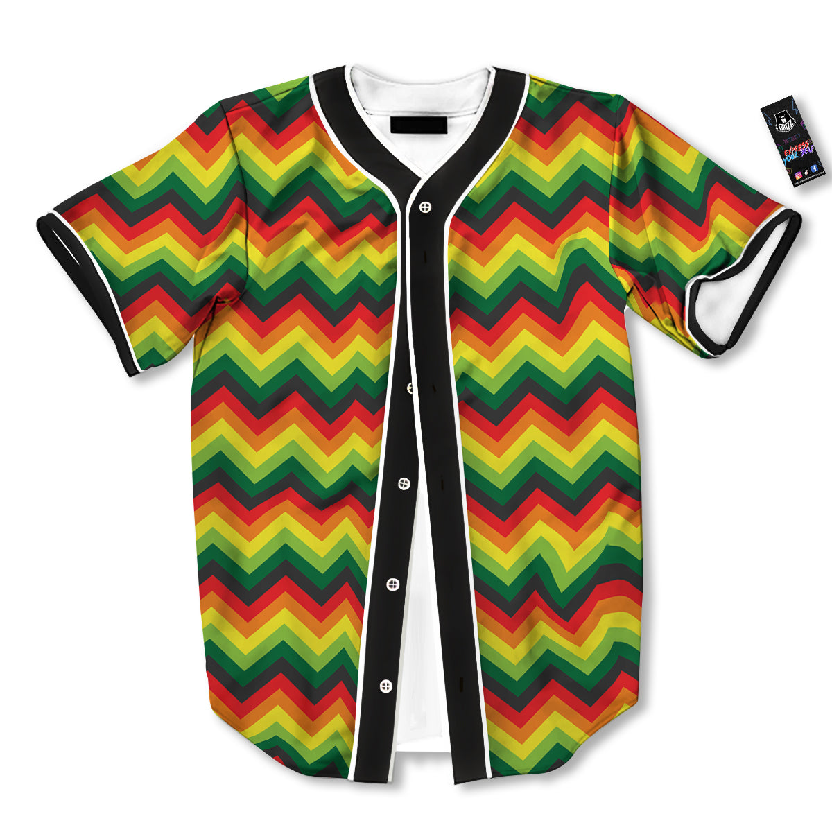 Reggae Zig Zag Print Pattern Baseball Jersey-grizzshop