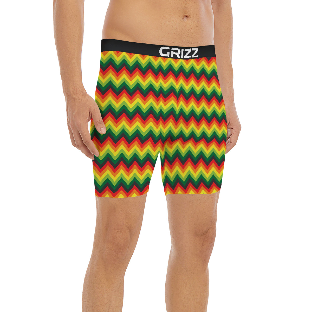 Reggae Zig Zag Print Pattern Boxer Briefs-grizzshop