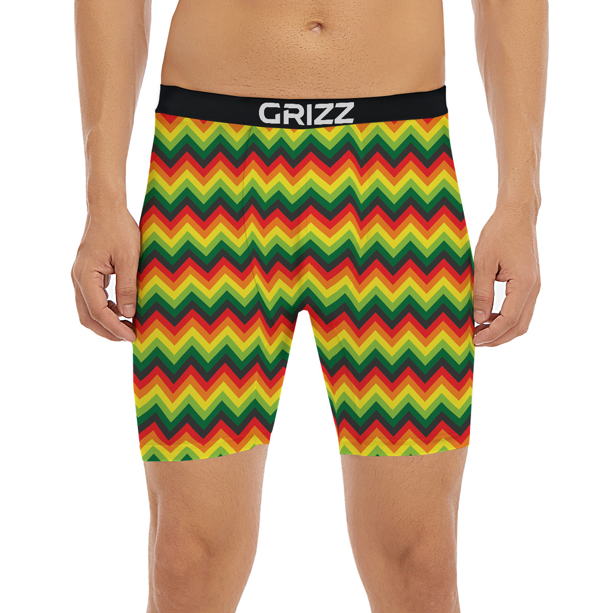 Reggae Zig Zag Print Pattern Boxer Briefs-grizzshop