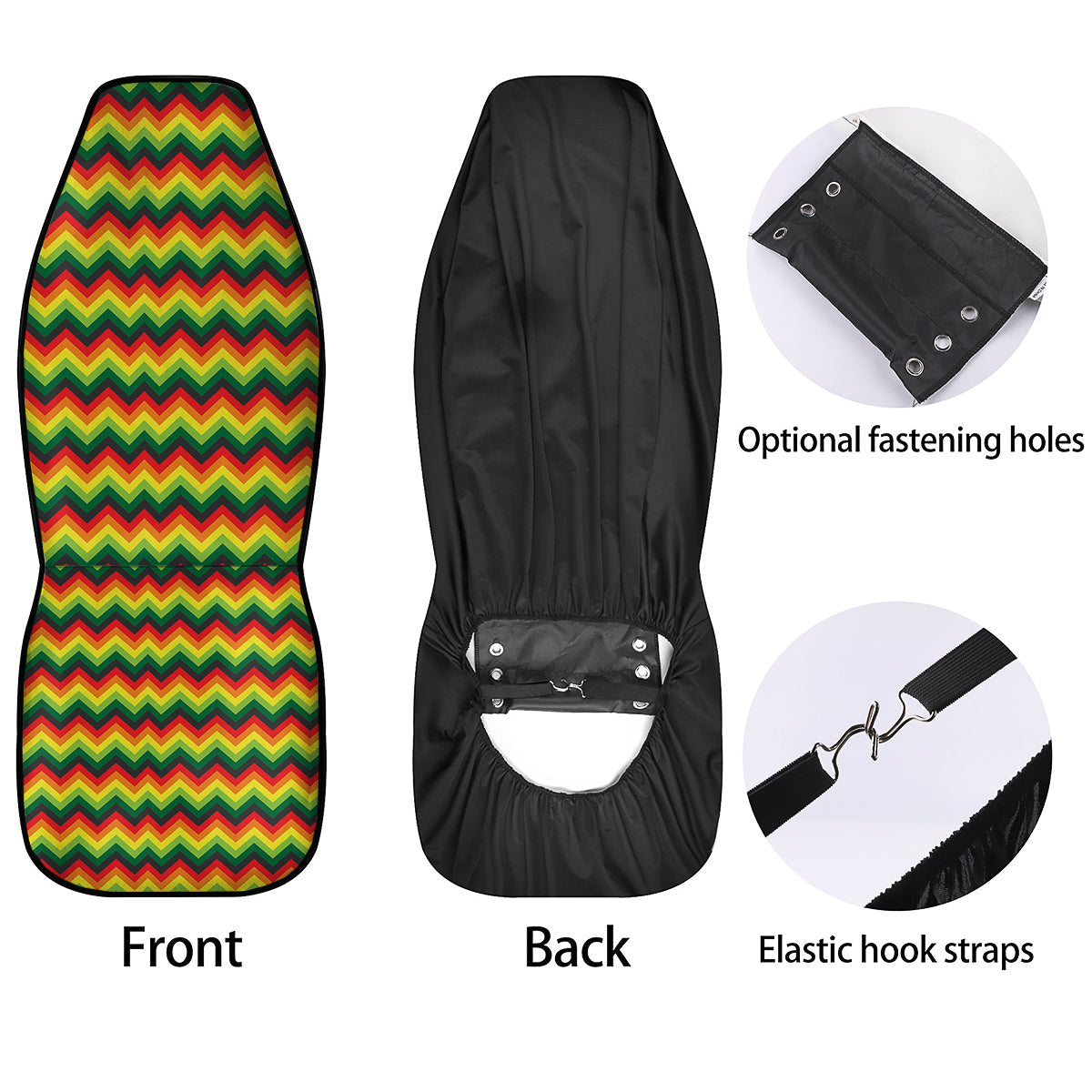 Reggae Zig Zag Print Pattern Car Seat Covers-grizzshop