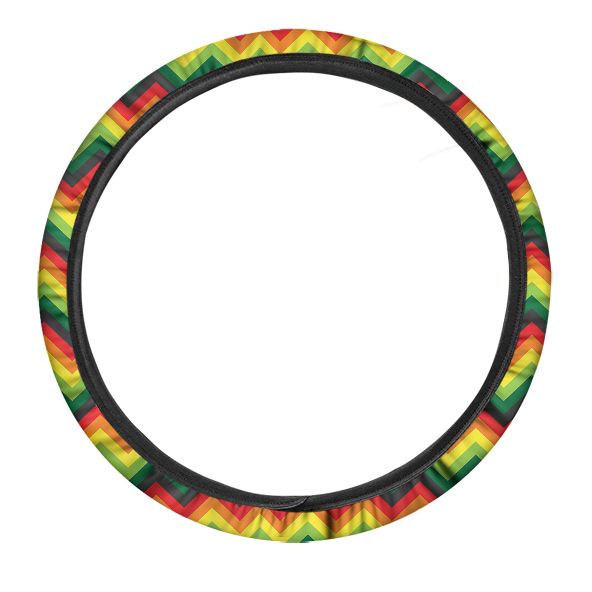Reggae Zig Zag Print Pattern Car Steering Wheel Cover-grizzshop