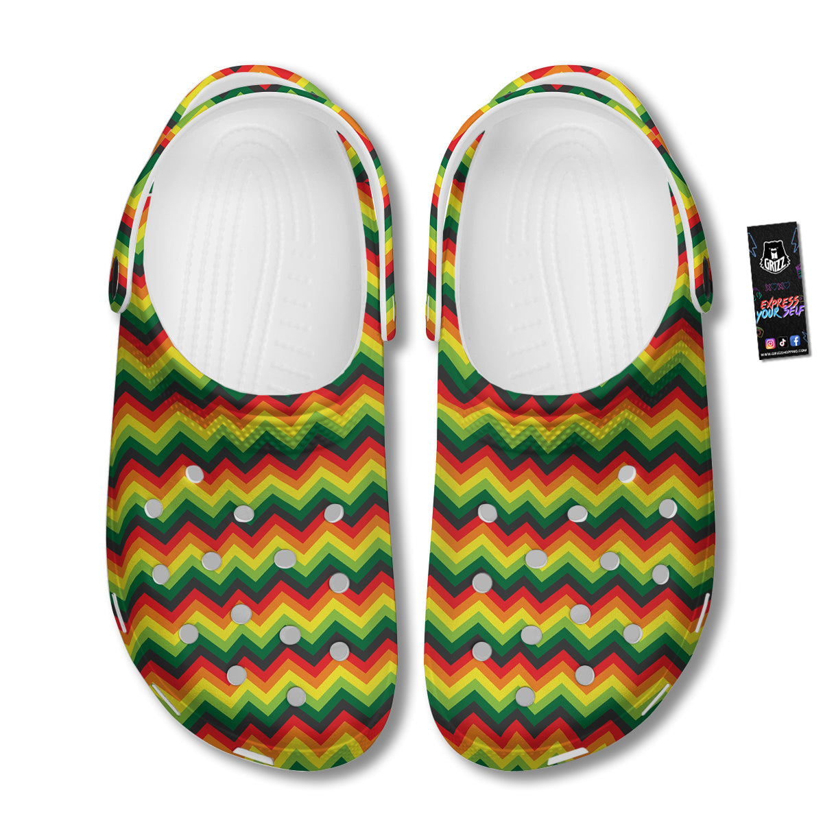 Reggae Zig Zag Print Pattern Clog-grizzshop