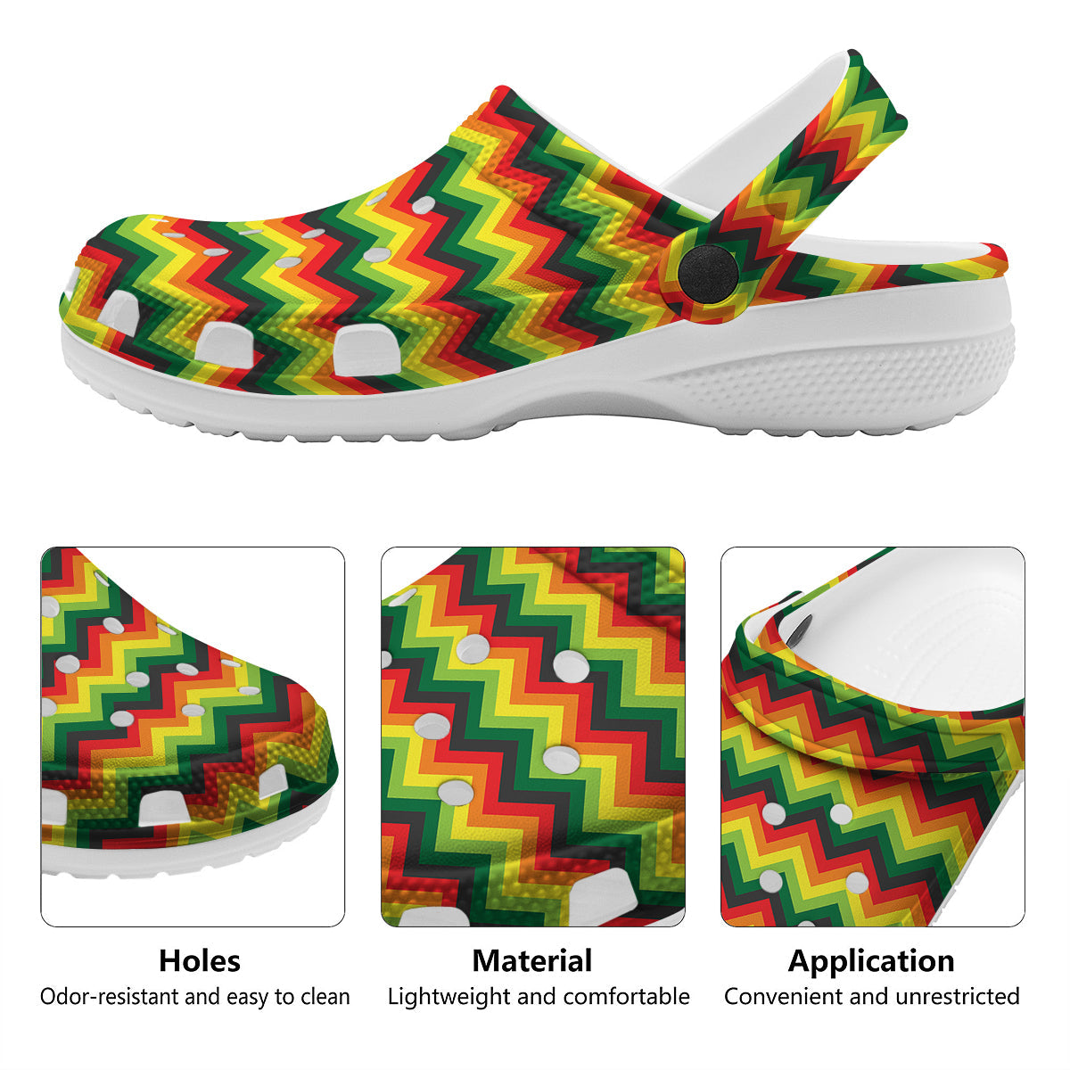 Reggae Zig Zag Print Pattern Clog-grizzshop