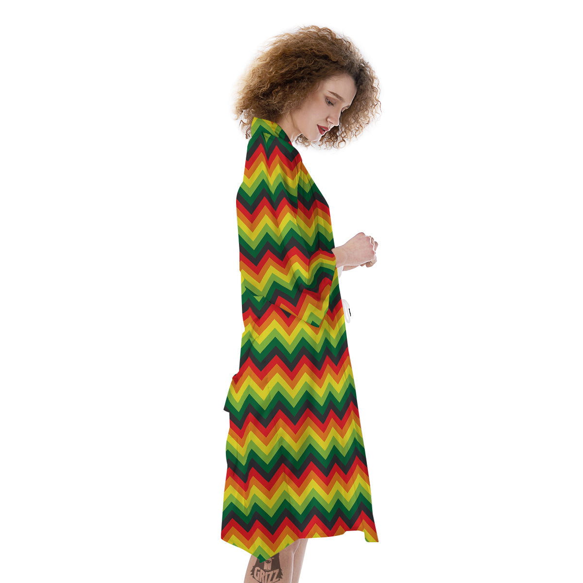Reggae Zig Zag Print Pattern Kimono-grizzshop