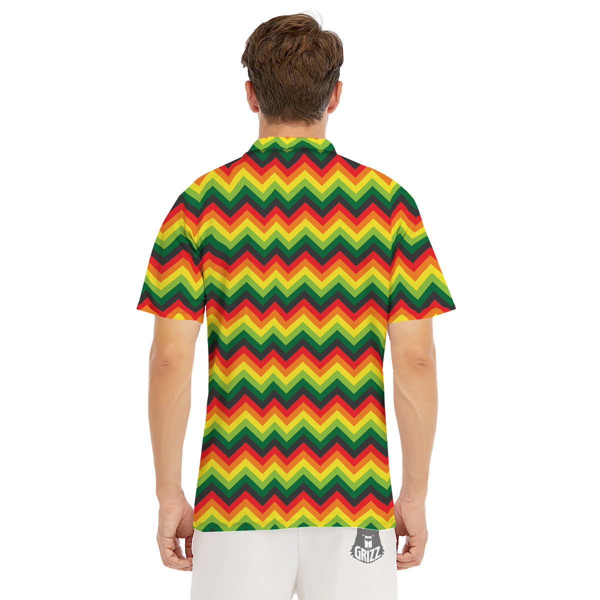 Reggae Zig Zag Print Pattern Men's Golf Shirts-grizzshop