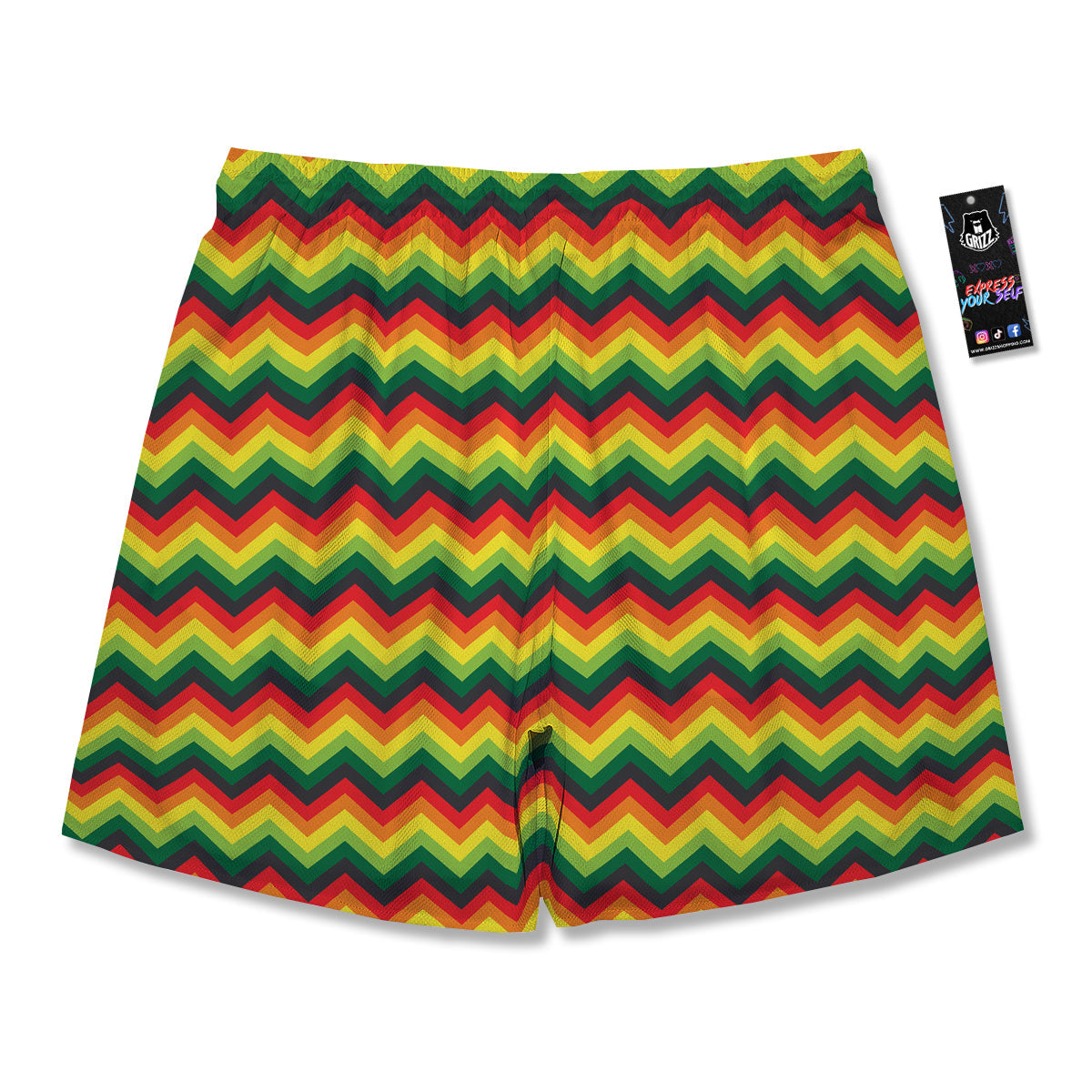 Reggae Zig Zag Print Pattern Men's Running Shorts-grizzshop