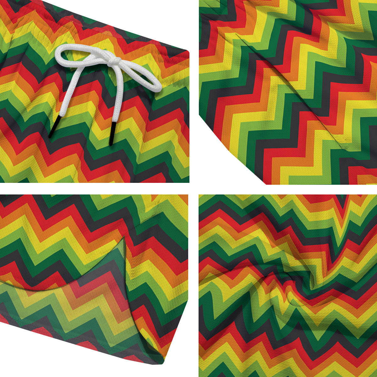 Reggae Zig Zag Print Pattern Men's Running Shorts-grizzshop