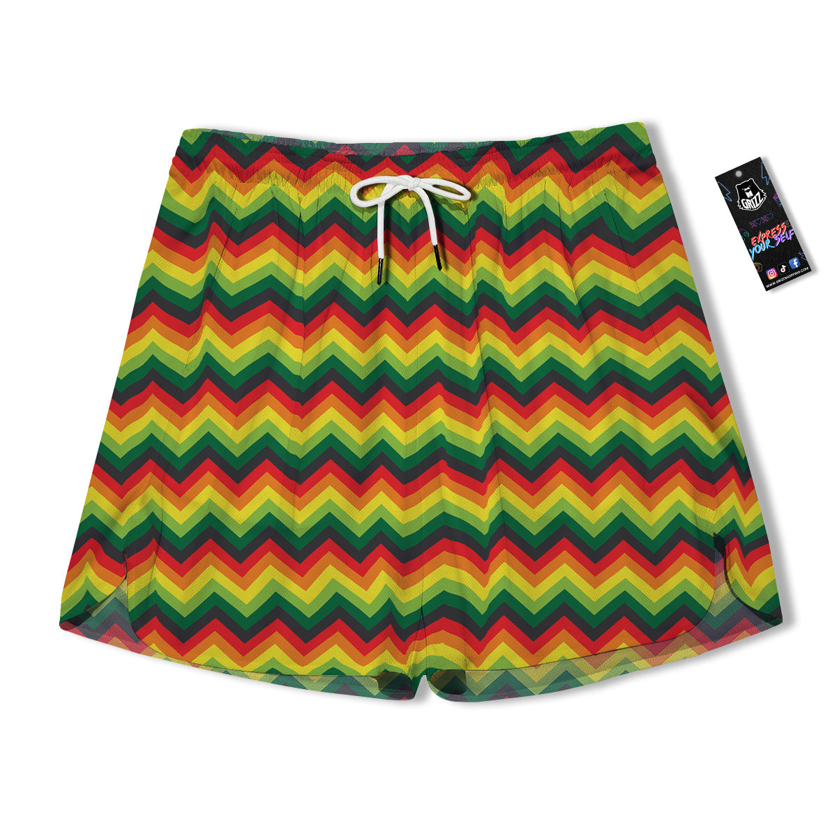 Reggae Zig Zag Print Pattern Men's Running Shorts-grizzshop