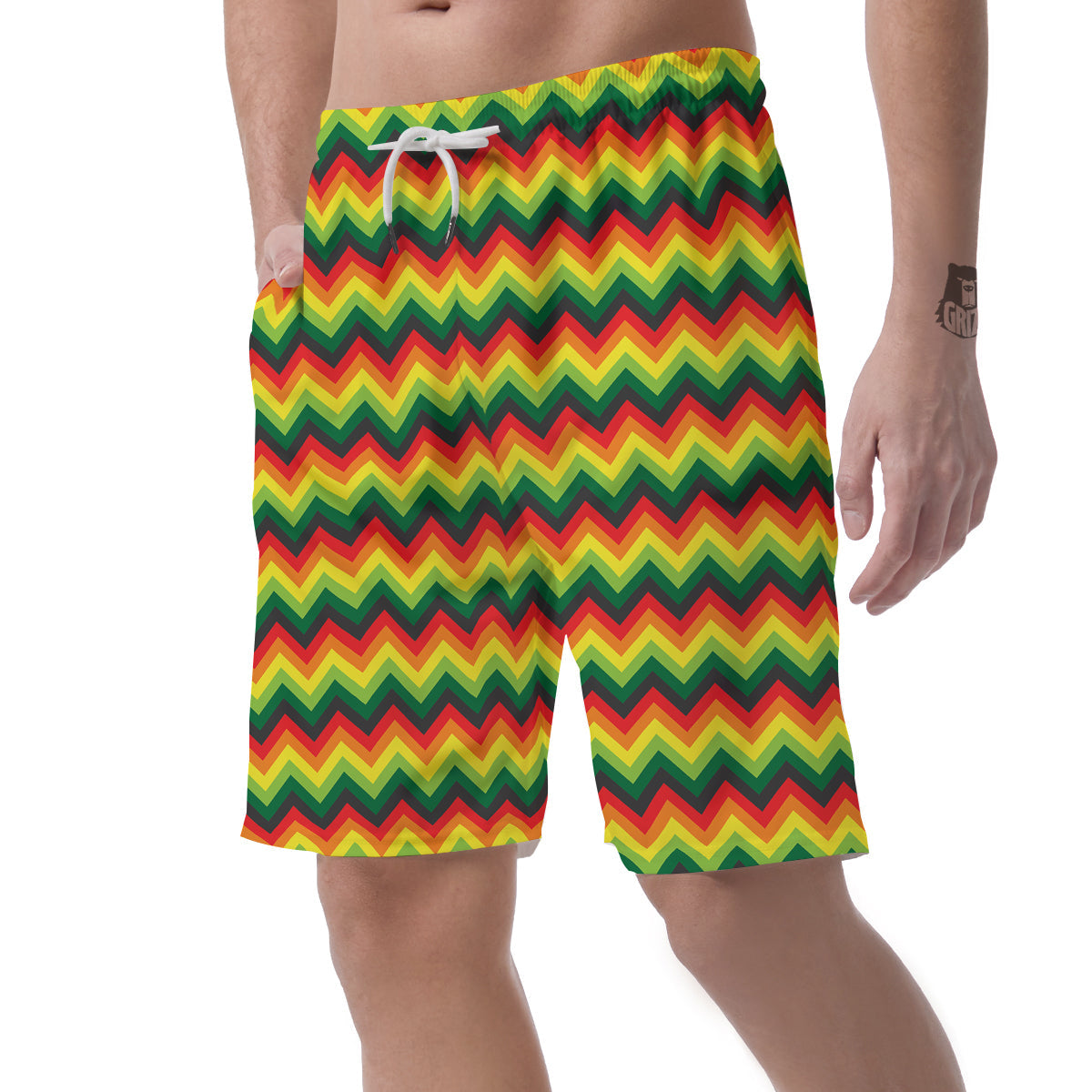 Reggae Zig Zag Print Pattern Men's Shorts-grizzshop