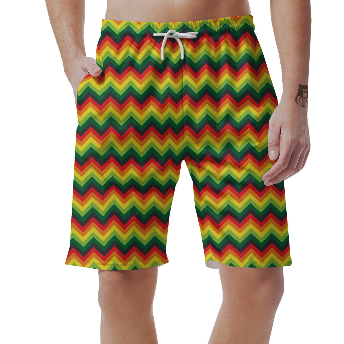 Reggae Zig Zag Print Pattern Men's Shorts-grizzshop