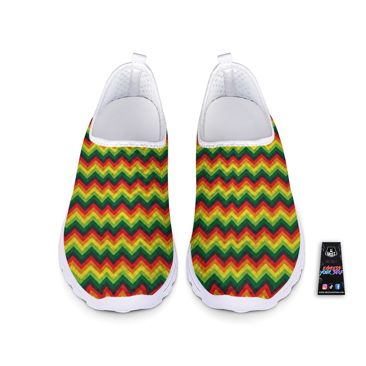 Reggae Zig Zag Print Pattern Nurse Shoes-grizzshop