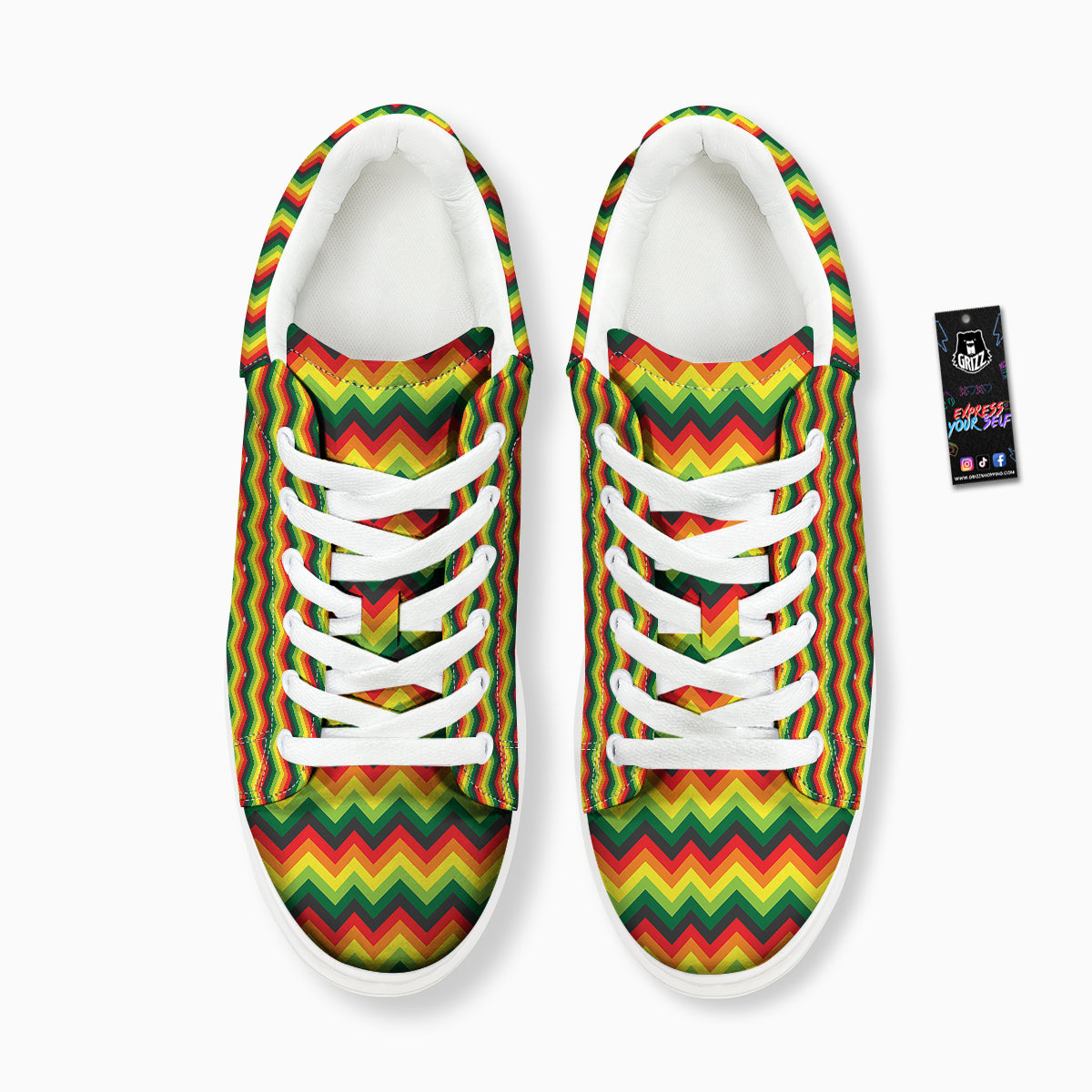 Reggae Zig Zag Print Pattern Platform Shoes-grizzshop
