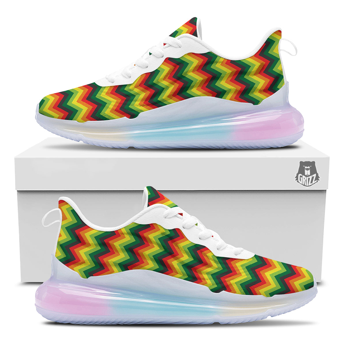 Reggae Zig Zag Print Pattern Running Sneakers-grizzshop