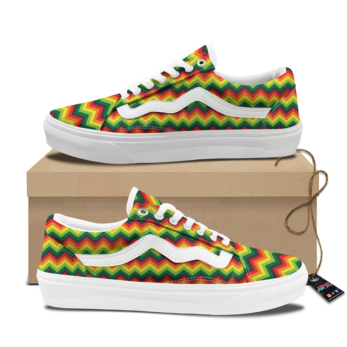 Reggae Zig Zag Print Pattern Skate Shoes-grizzshop