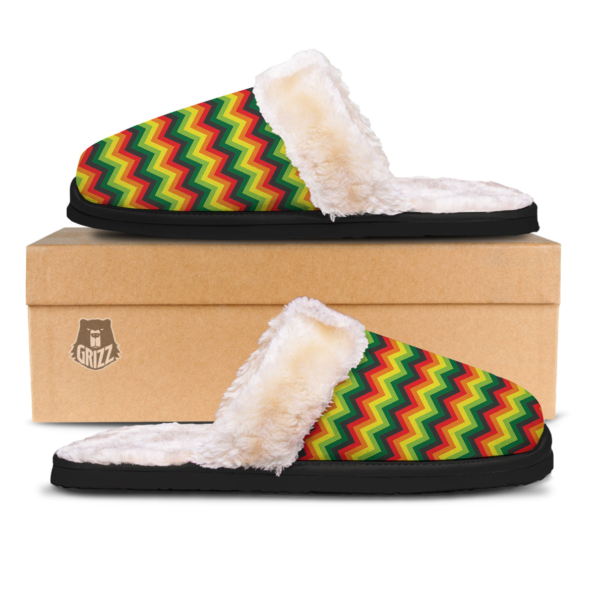 Reggae Zig Zag Print Pattern Slippers-grizzshop