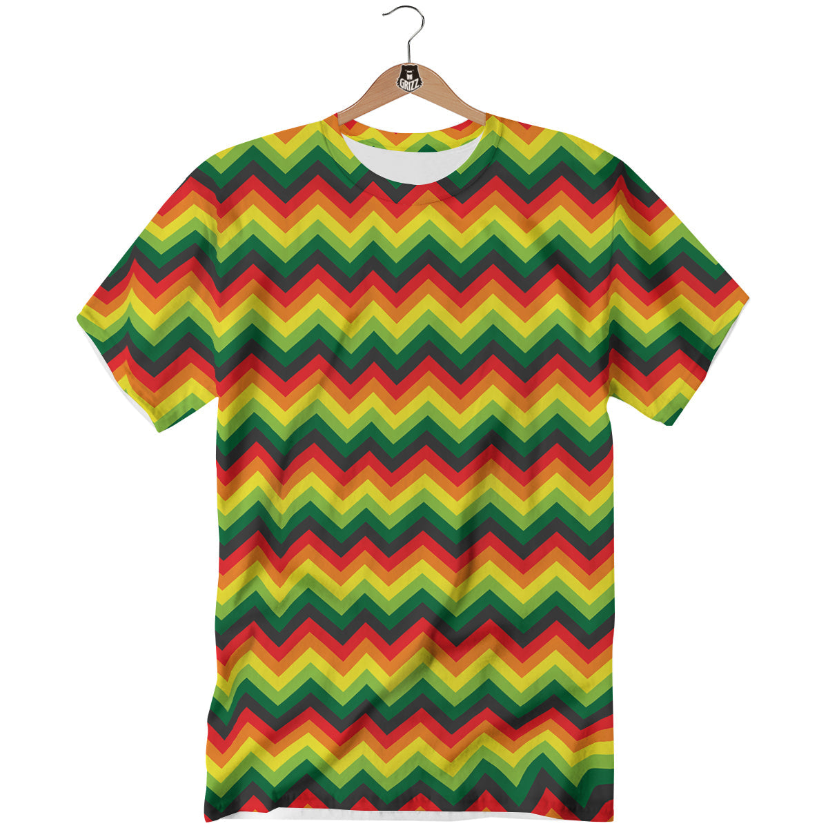 Reggae Zig Zag Print Pattern T-Shirt-grizzshop