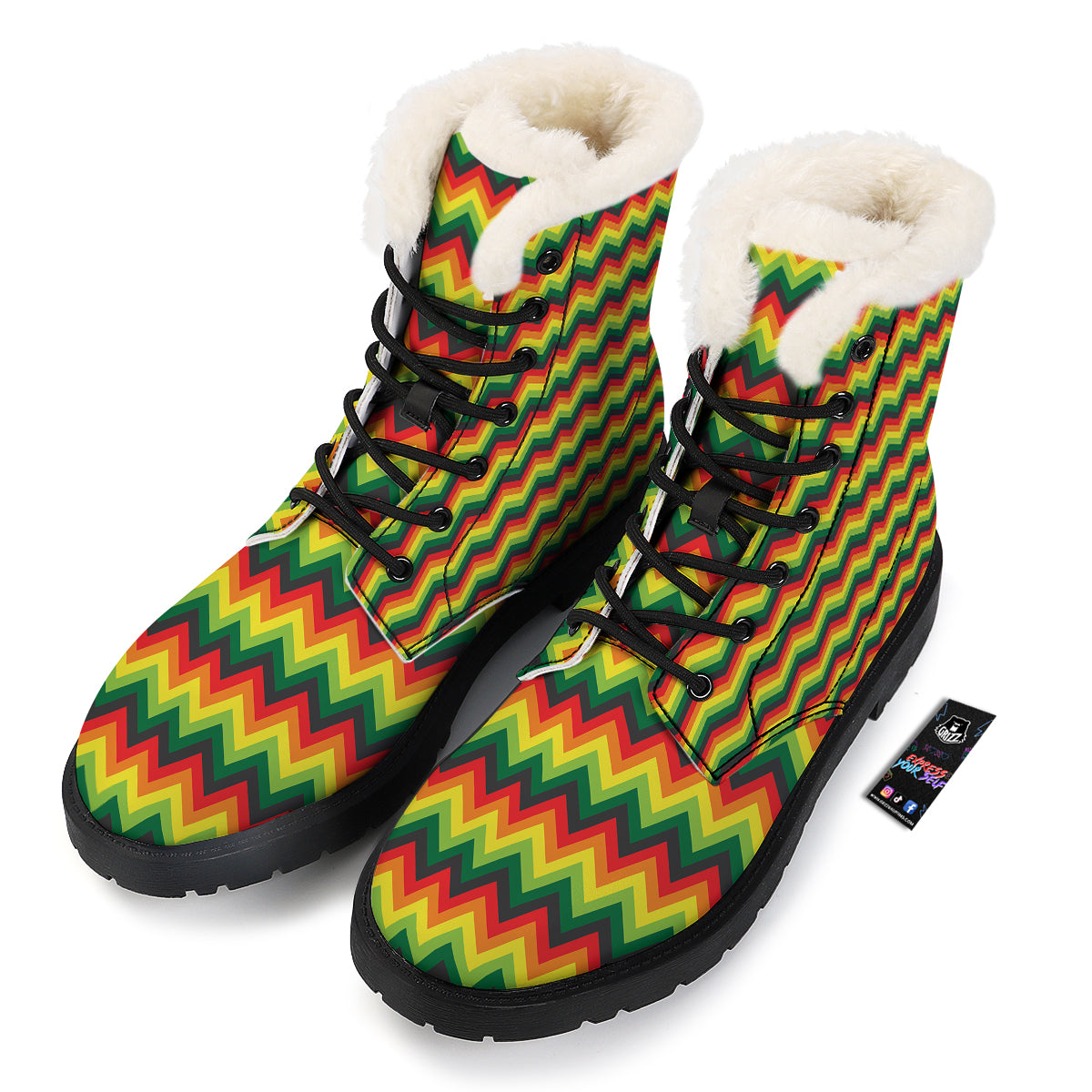 Reggae Zig Zag Print Pattern Winter Boots-grizzshop
